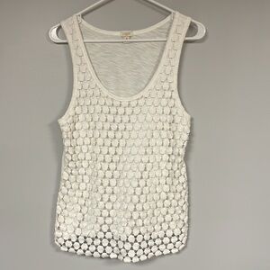 J. Crew tank top white, with overlay 'lace' detail on front, Medium
